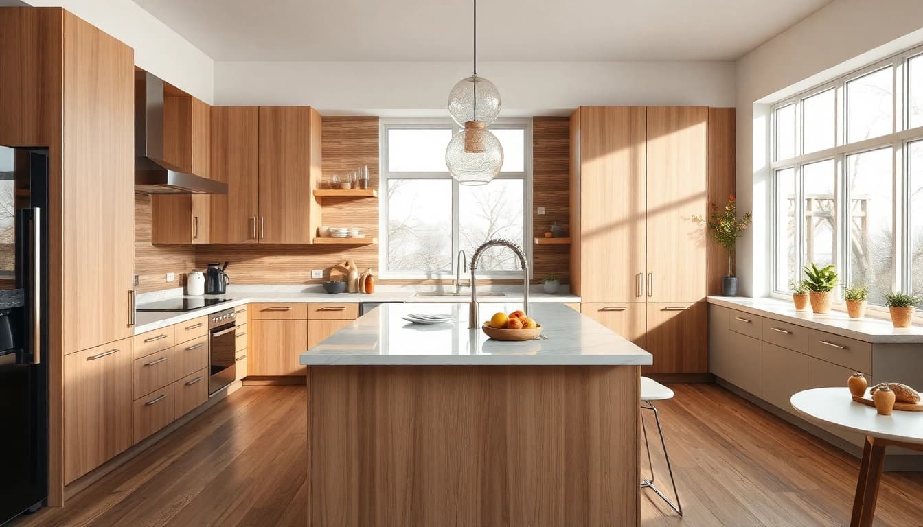 Stunning kitchen remodeling with modern cabinetry and an inspiring island design.