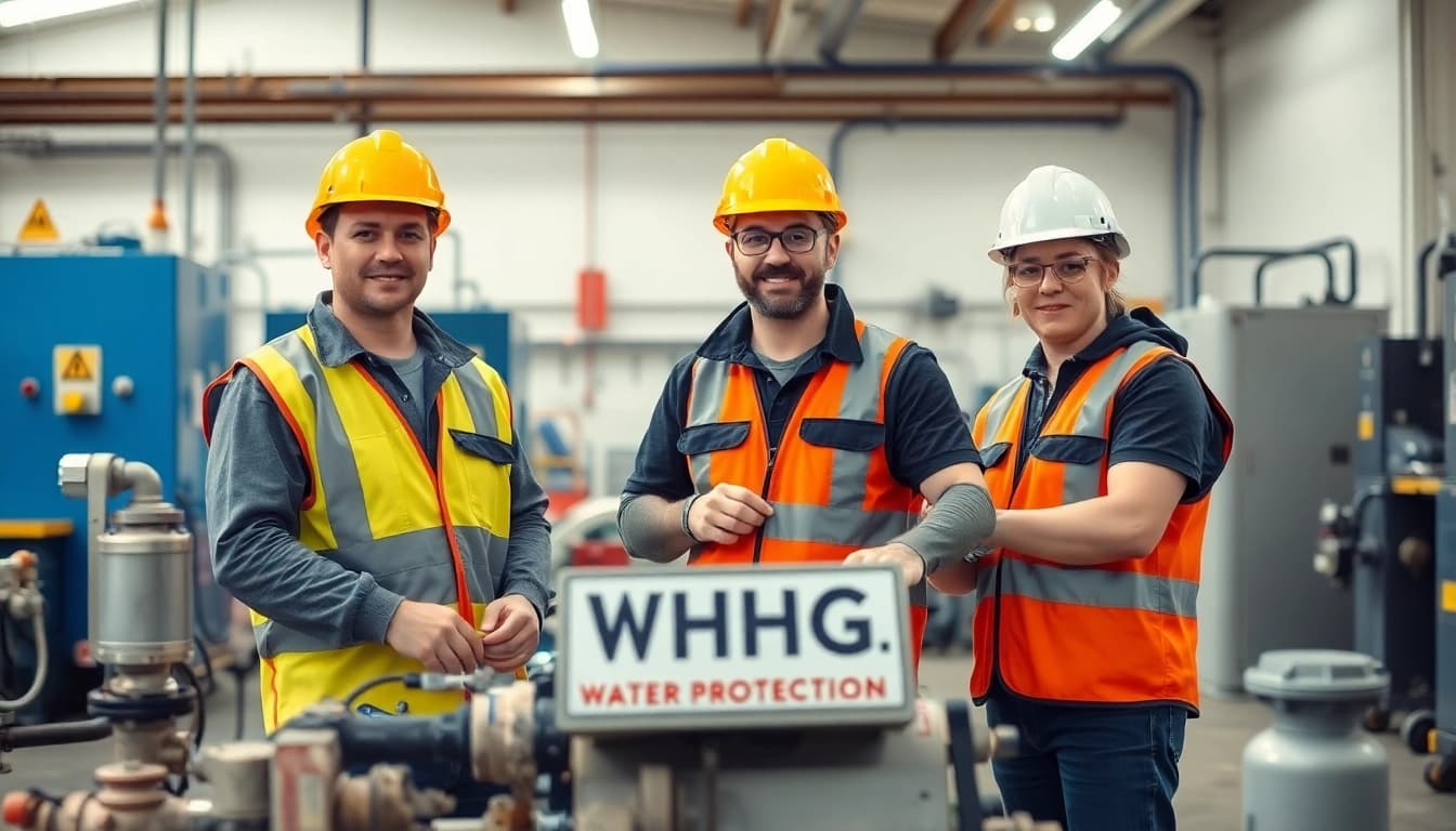 Installation durch zertifizierten WHG Fachbetrieb, der professionelle Ausführung in einem industriellen Umfeld zeigt.
