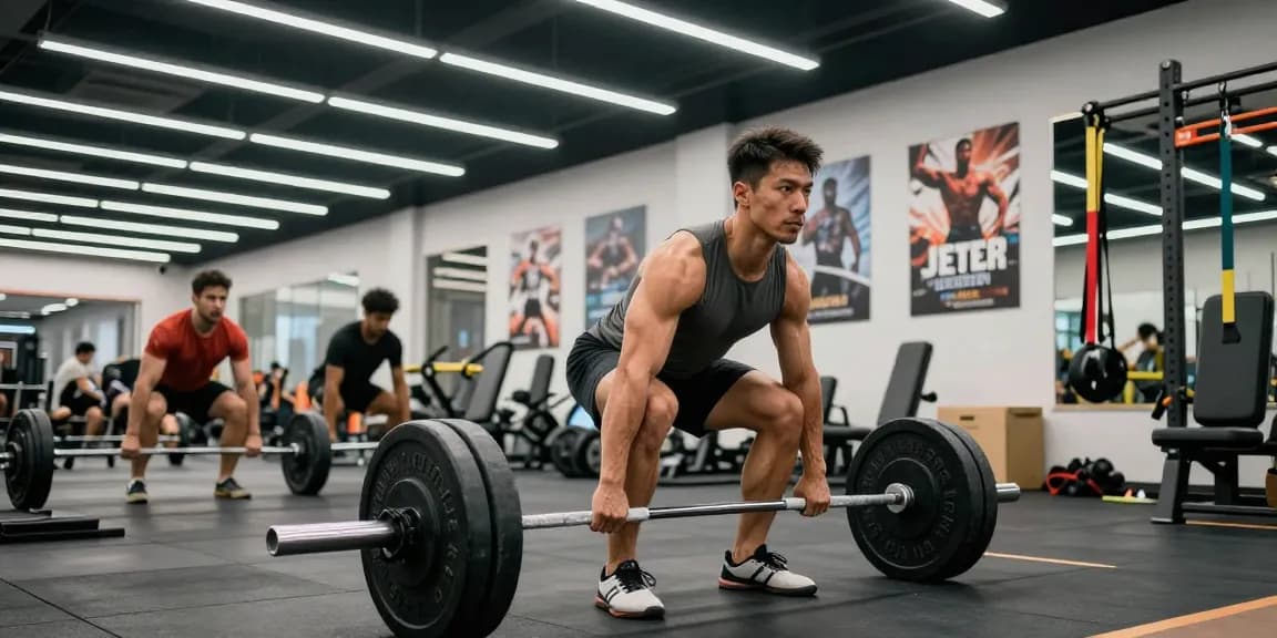 Athlete lifting weights in Anabolika Shop-inspired gym setting, emphasizing muscle growth and strength training.