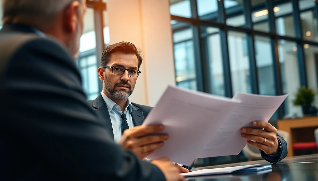 Headhunter Schweiz interview situation with candidate in modern office environment.