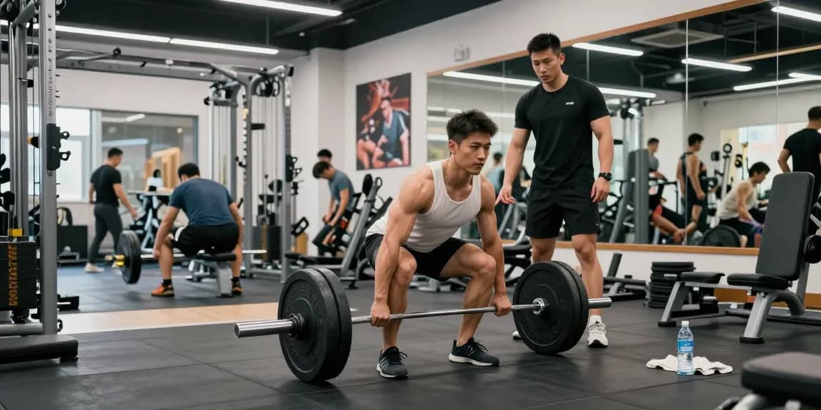 Bodybuilder trainiert intensiv im Fitnessstudio und hebt Steroidshop-Produkte für das Muskelwachstum hervor.