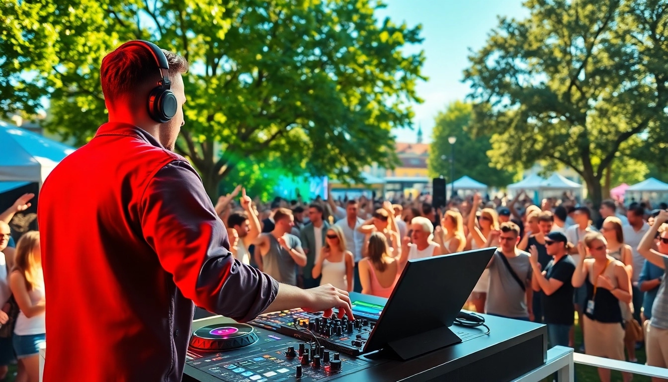 DJ aus München begeistert das Publikum bei einer Open-Air-Party mit energetischem Auftritt