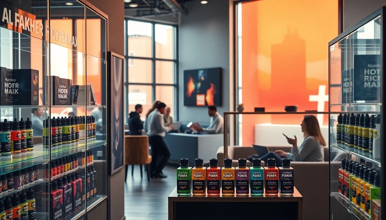 Genießen Sie die Al Fakher 30K Hypermax in einem modernen Vape-Shop, umgeben von stilvollem Ambiente.
