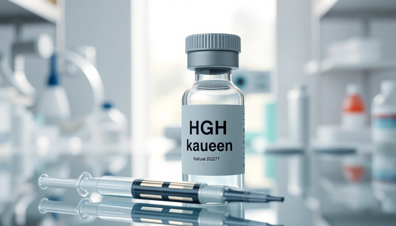 HGH kaufen - Hochwertige HGH-Vial in professionellem pharmazeutischem Umfeld.