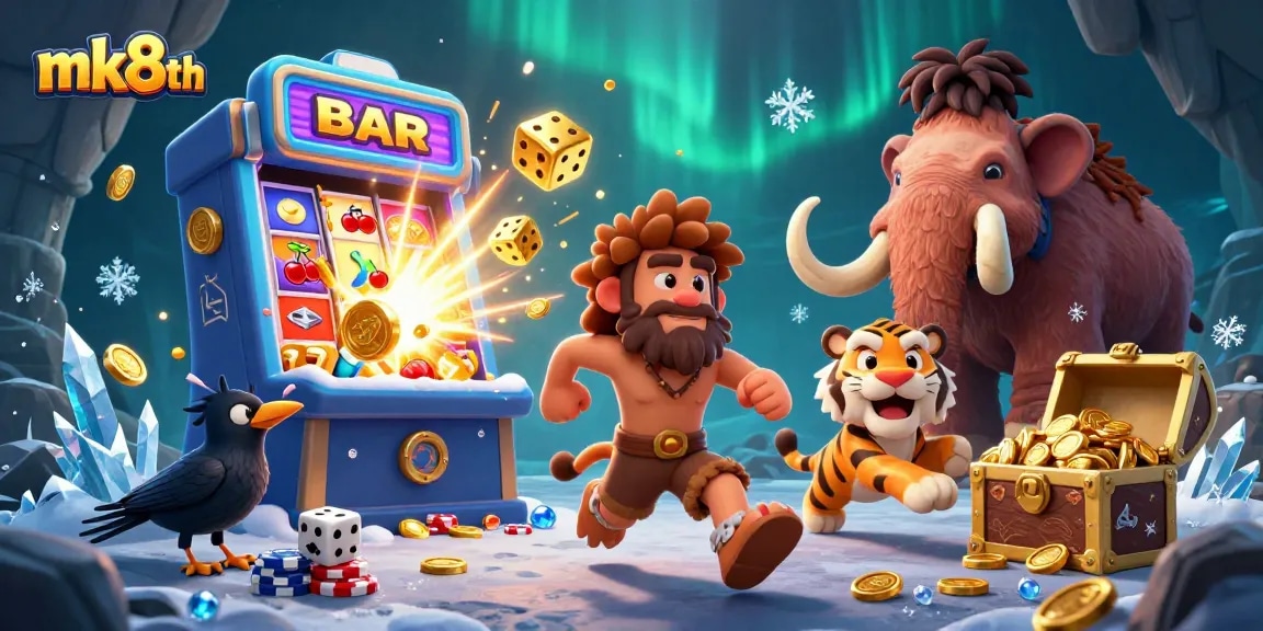 Experience thrilling wins at mk8th with dynamic 3D casino scenes filled with slot machines and vibrant game elements.
