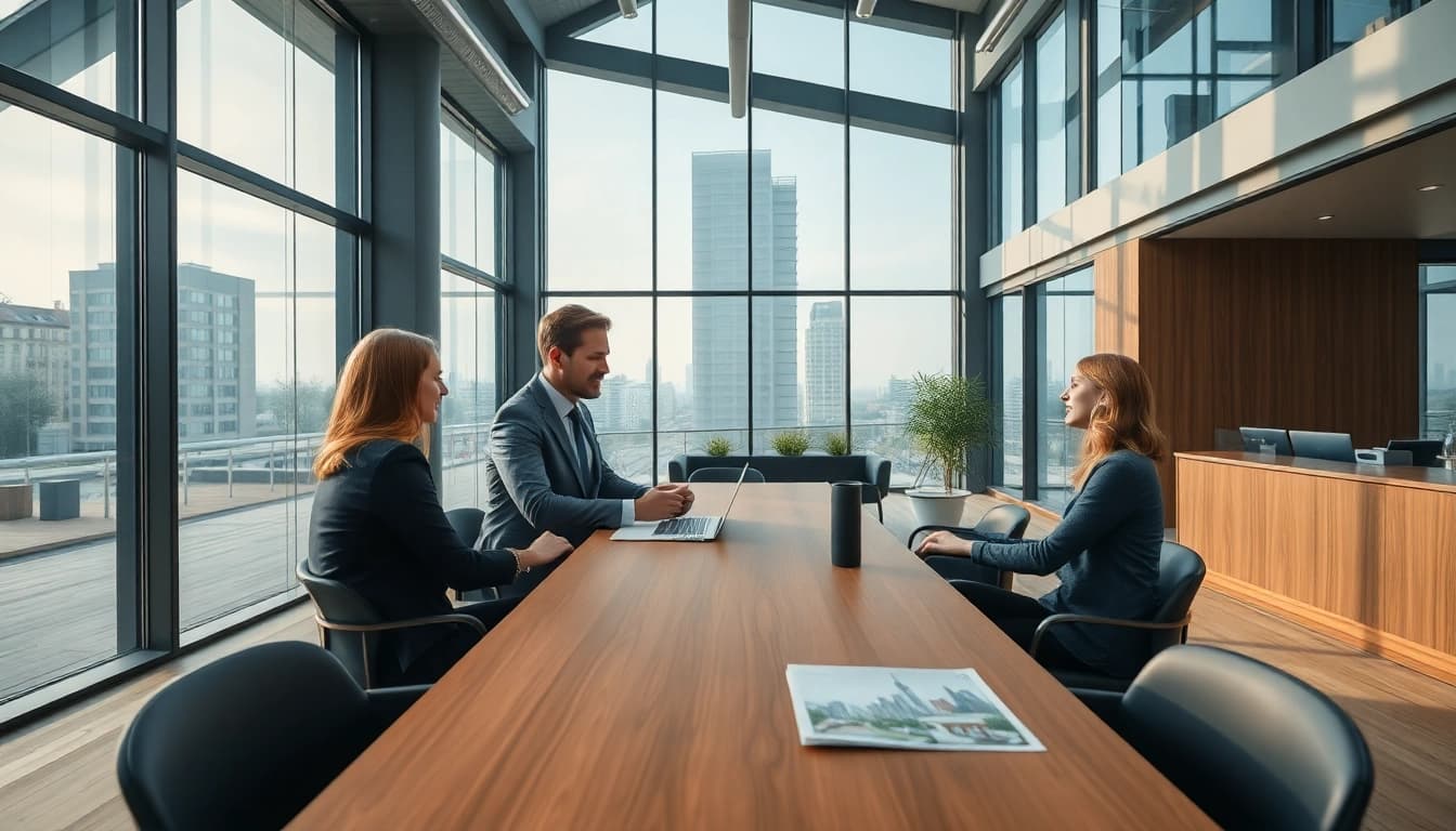 Immobilienmakler Frankfurt Eschersheim berät Kunden in modernem Büro.
