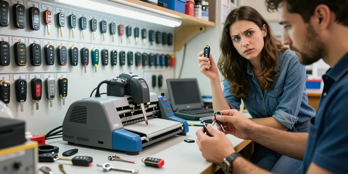Schau es dir an, wie Experten Autoschlüssel im professionellen Werkstattumfeld erstellen.