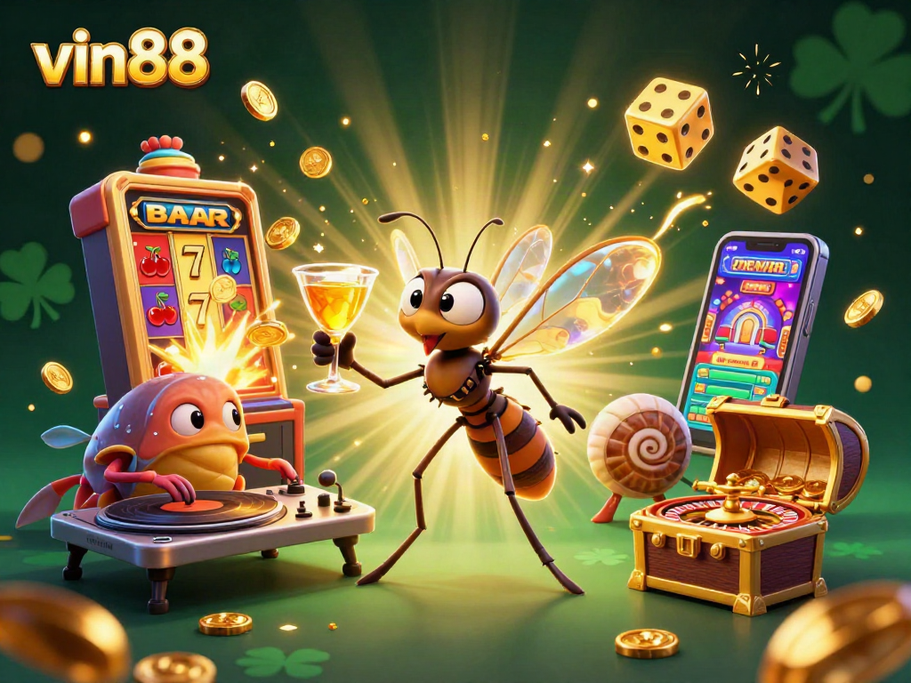 Experience thrilling gameplay at vin88 with dynamic casino elements like slot machines and roulette wheels.