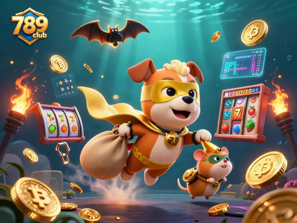 Play thrilling casino games at 789club, featuring vibrant characters and exciting slot elements.