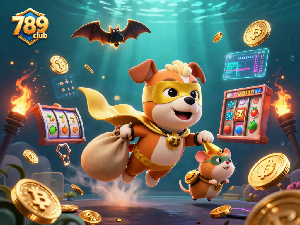 Play thrilling casino games at 789club, featuring vibrant characters and exciting slot elements.