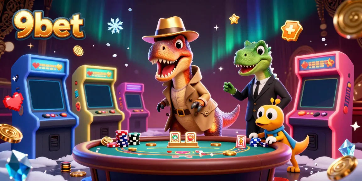 9bet hosts a dynamic cartoon scene of a velociraptor at blackjack, showcasing an immersive gaming atmosphere.