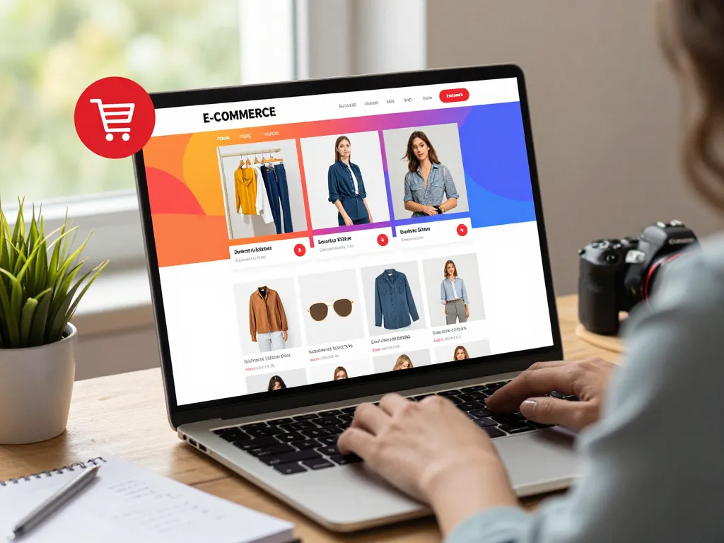 Sofort lieferbare Produkte auf einer lebhaften E-Commerce-Website angezeigt, die ein ansprechendes Online-Shopping-Erlebnis hervorhebt.
