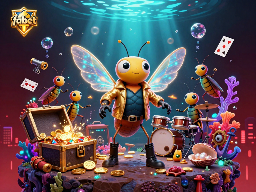 Experience fabet excitement with vibrant 3D illustration showcasing unique casino elements and characters.
