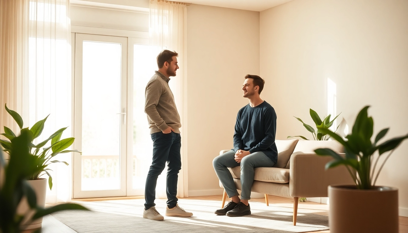 Coaching in Lebenskrisen: Vertrauensvolles Gespräch zwischen Coach und Klient in ruhigem Raum.