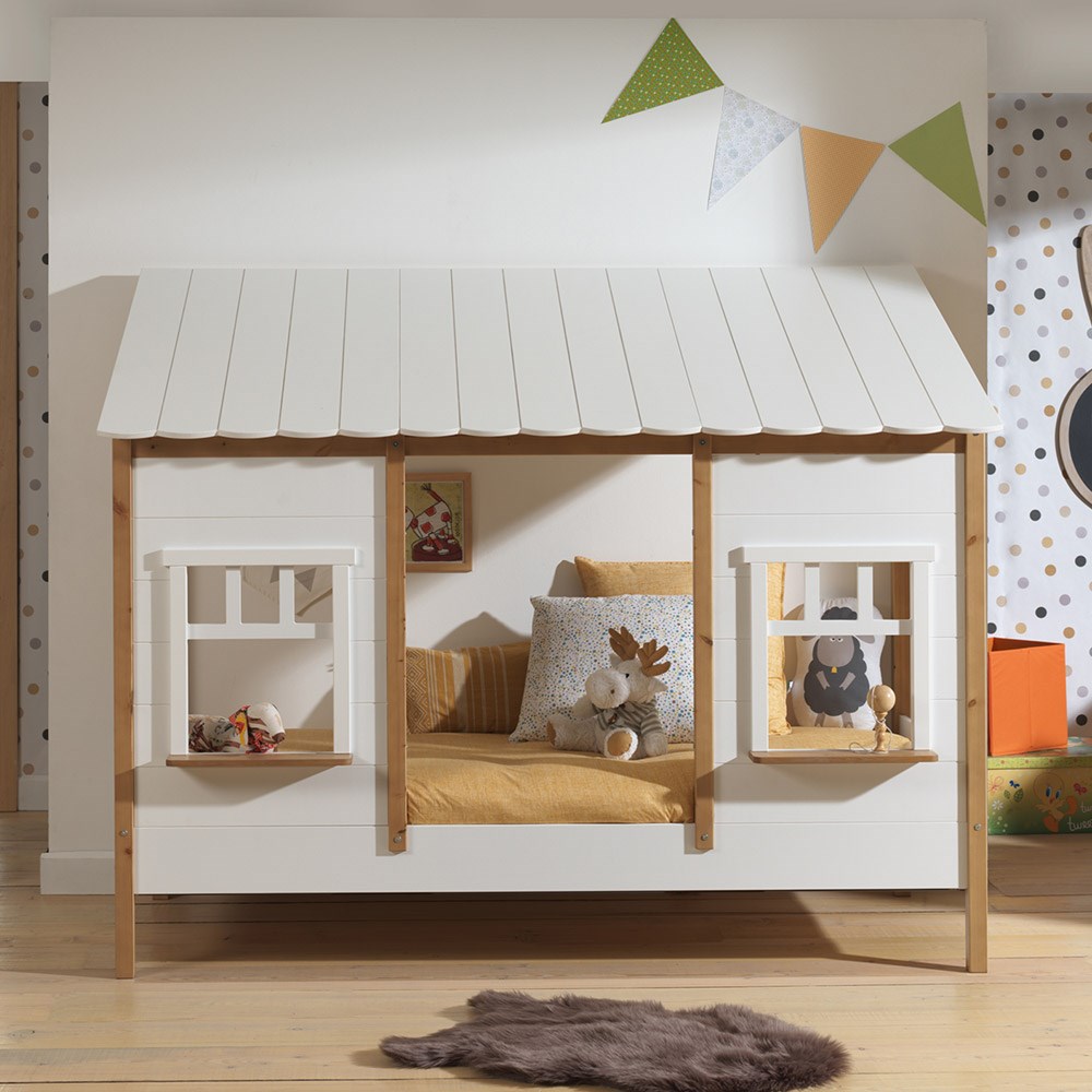 Vielseitiges Design trifft auf Stabilität – Hausbett 120x200 mit Rollrostand