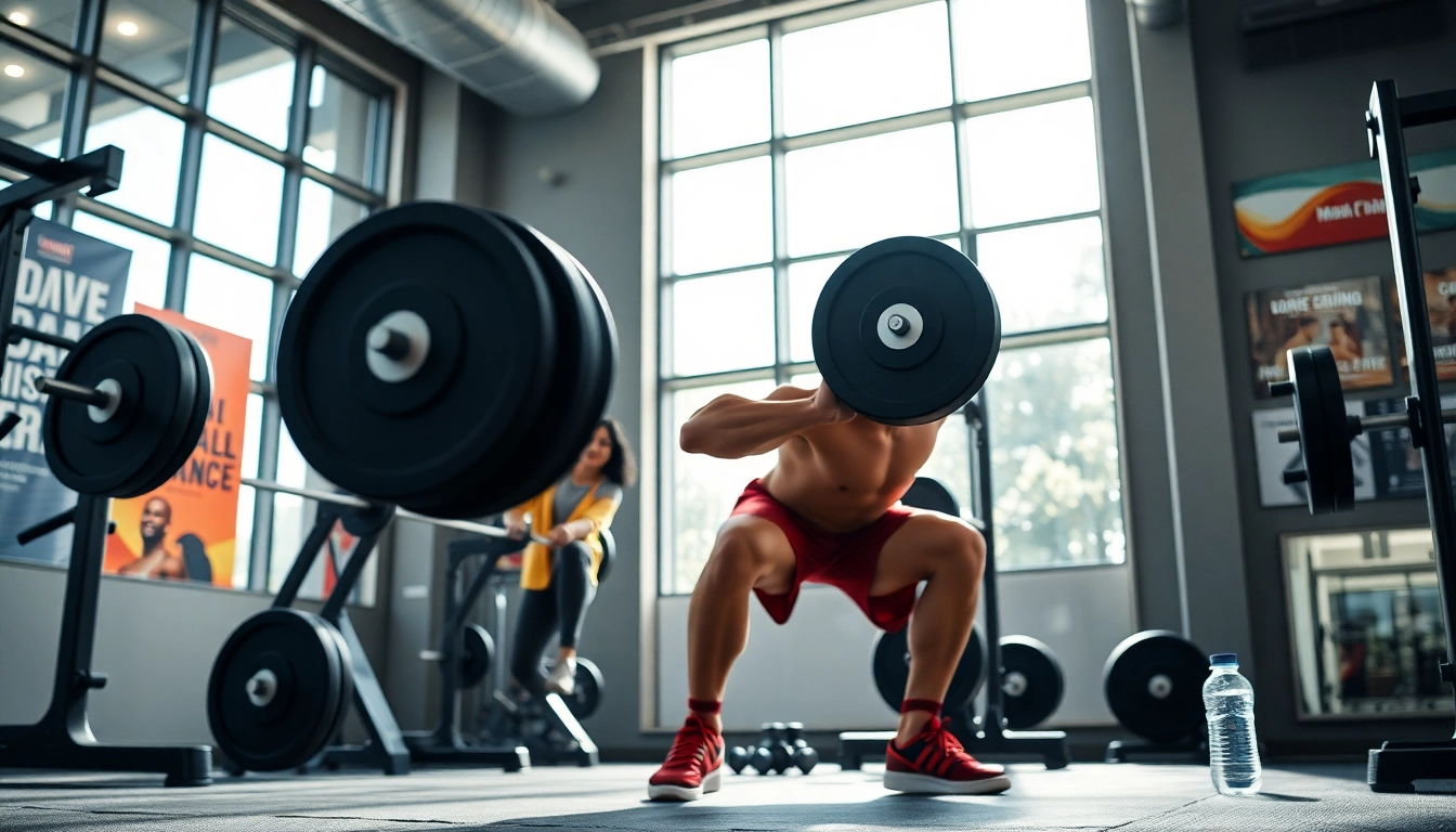 HGH kaufen: Motivierter Athlet bei Krafttraining in modernem Fitnessstudio.