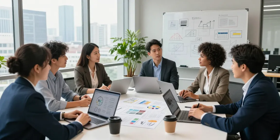 Teamdiskussion zur Wertschätzung der Arbeit in einer modernen Büroumgebung mit kreativen Arbeitsmaterialien.