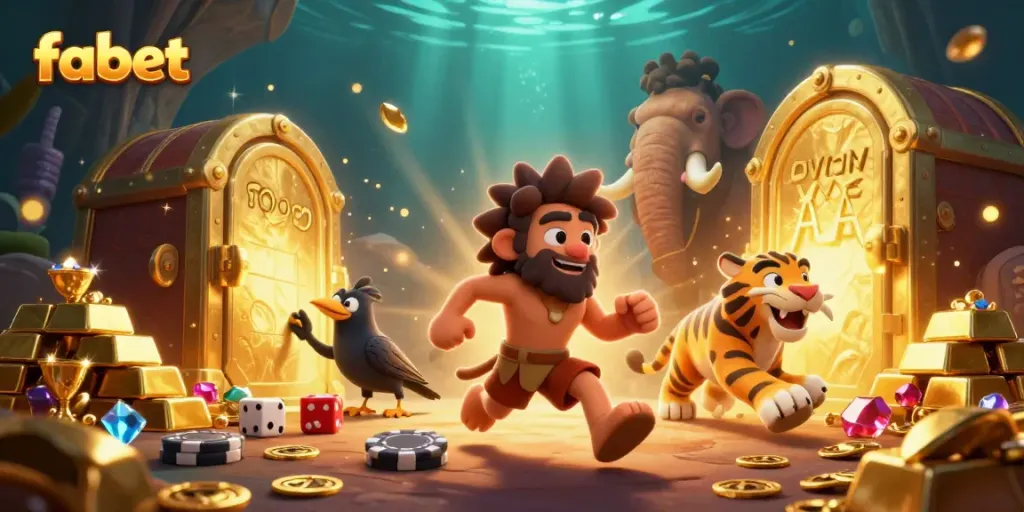 Experience the thrill of fabet in an ultra-detailed 3D prehistoric casino scene.