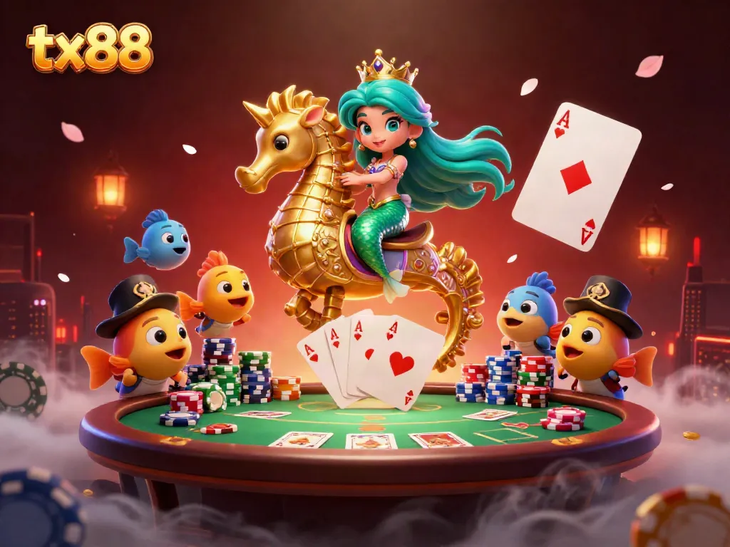 Experience thrilling casino adventures with tx88, featuring epic gaming elements and characters in a vibrant scene.