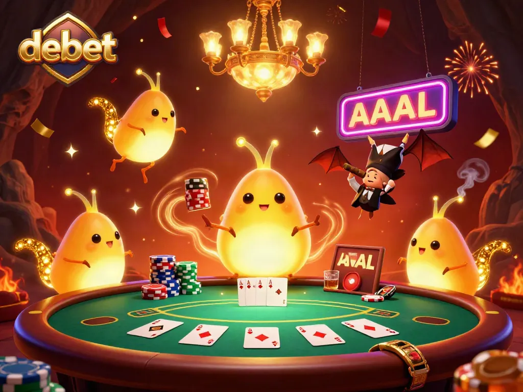 Experience the excitement of debet in this lively casino, illuminated by glowing characters and vibrant games.