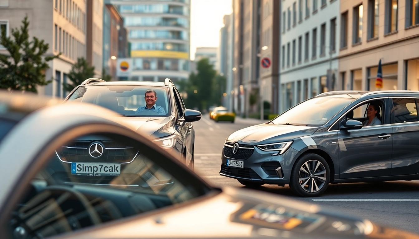 Erleben Sie das flexible Auto-Abo von Simpcar mit einem stilvollen Fahrzeug in urbaner Umgebung.