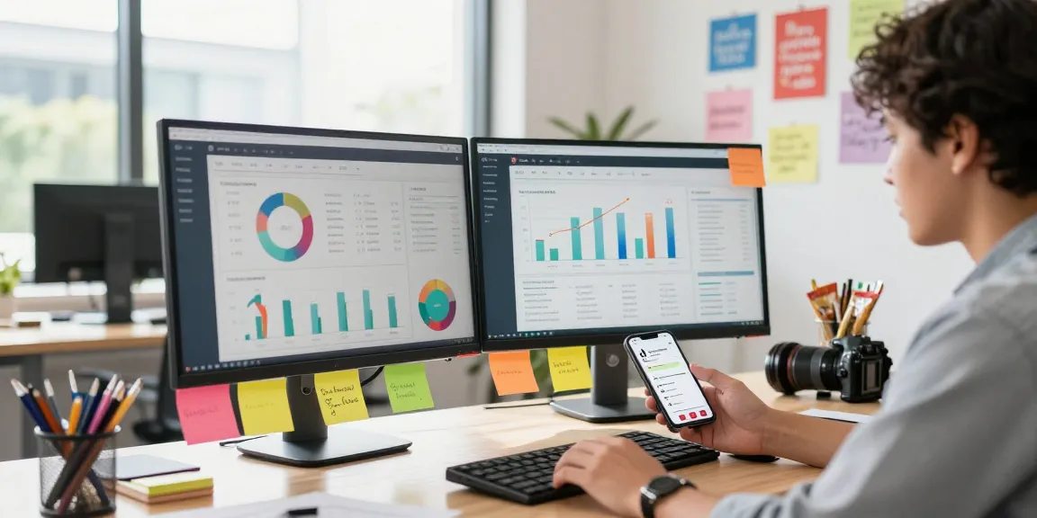 Professioneller Marketingexperte analysiert TikTok Likes kaufen und Engagement-Metriken in modernem Büro.