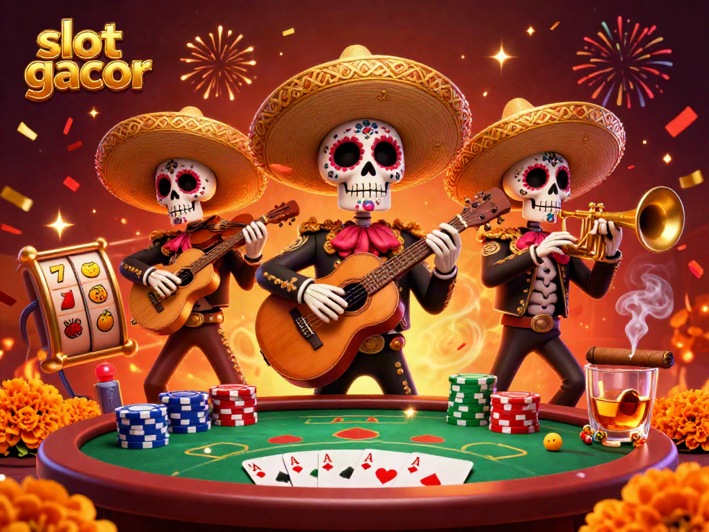 Experience the excitement of slot gacor with colorful mariachis and vibrant casino elements.