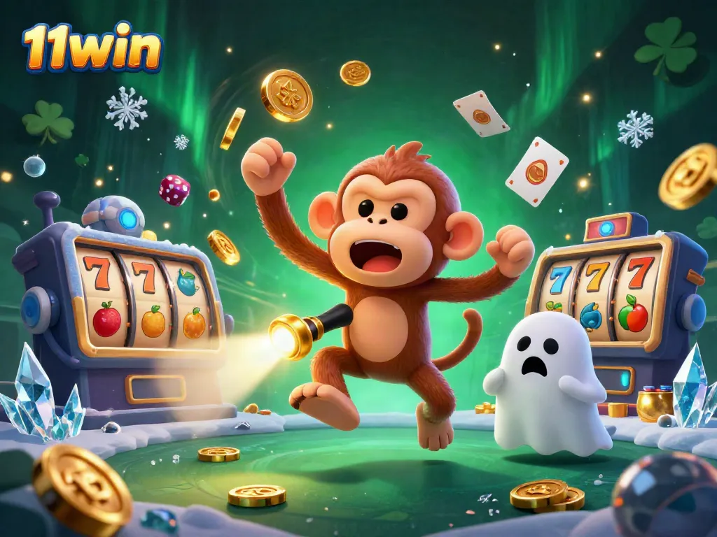 Experience the thrill of gaming at 11win with a lively casino scene featuring playful characters and exciting elements.