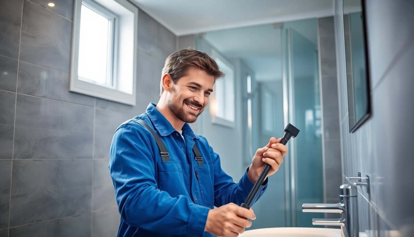 Installateur Notdienst: Professioneller Installateur repariert sanitäre Probleme.