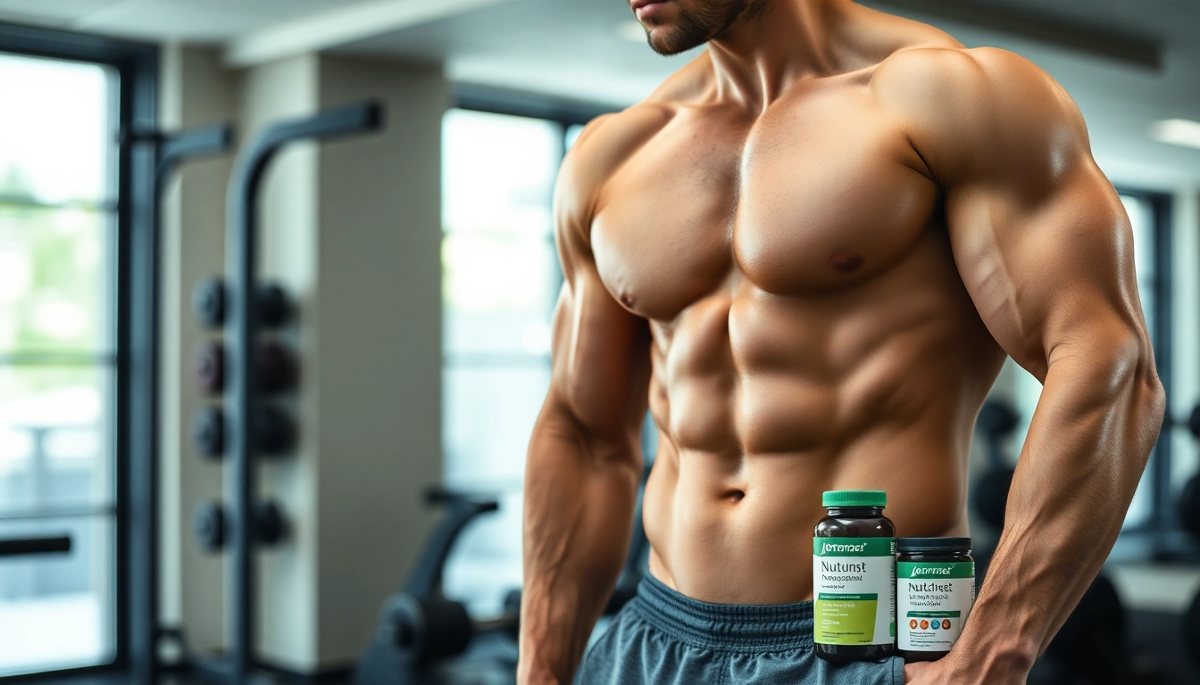 Ein muskulöser Körper im Fitnessstudio mit Unique Pharma Steroids im Fokus