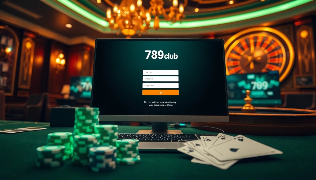 Access the đăng nhập 789club online interface showcasing thrilling casino games and luxury features.