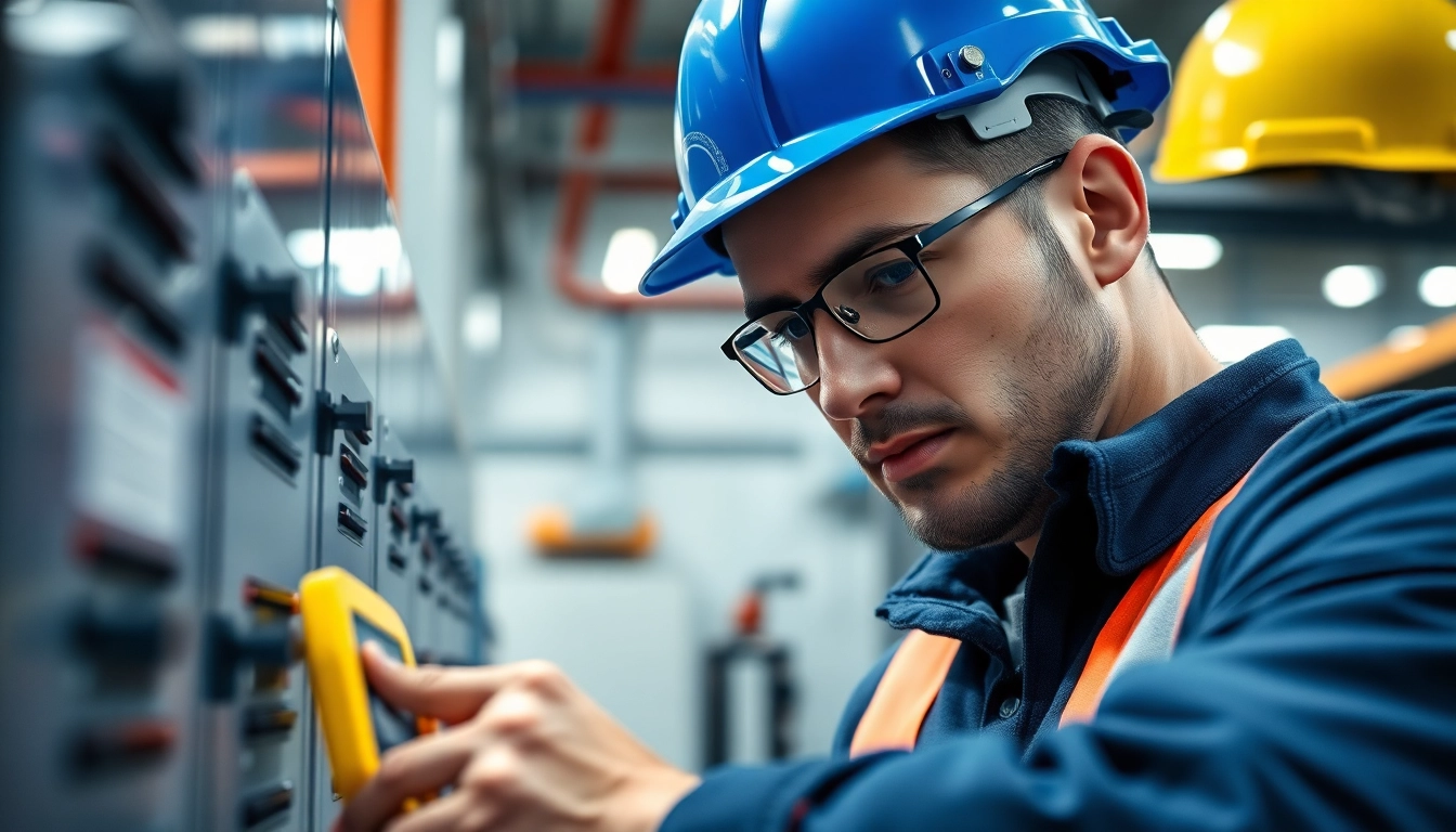 Technician conducting DGUV V3 Prüfung in a safe environment, ensuring compliance.