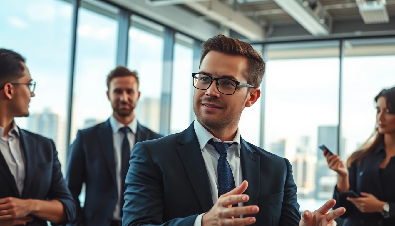Headhunter Schweiz berät Kunden in einem modernen Büro mit urbaner Aussicht.