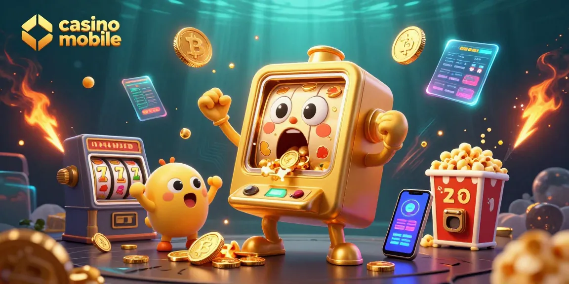 Experience the excitement of casino mobile with a lively slot machine hitting the jackpot!