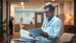 Illustration of unternehmensberatung altenpflege with a consultant analyzing care data in a warm, professional setting.