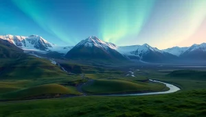 Erleben Sie eine faszinierende Reise nach Island: Gletscher, Wasserfälle und Nordlichter leuchten majestätisch am Himmel.