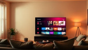 Stream movies with top IPTV anbieter displayed on a sleek smart TV in a cozy living room.