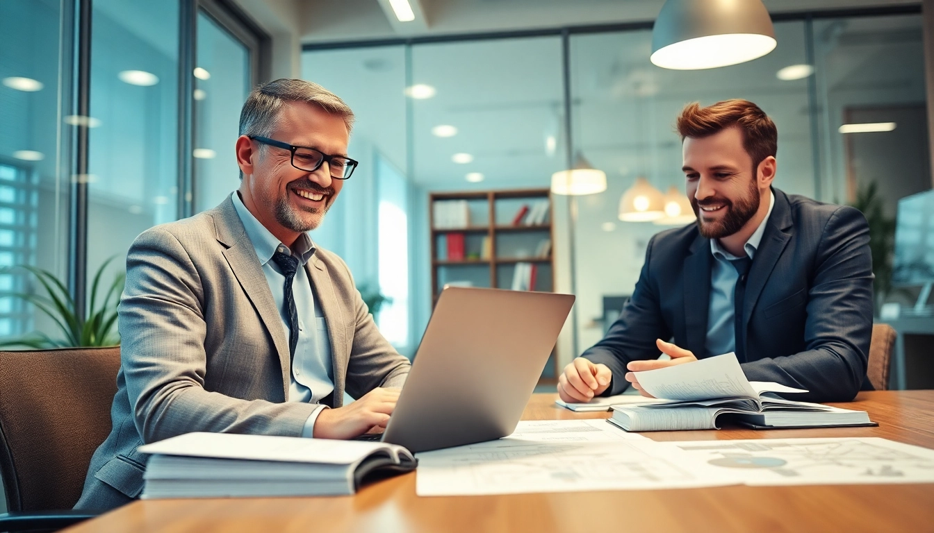 Headhunter Ingenieure im Gespräch mit einem Ingenieur in einem modernen Büro.
