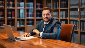 Headhunter Finance präsentiert sich professionell an einem Schreibtisch und symbolisiert Vertrauen in der Personalvermittlung.