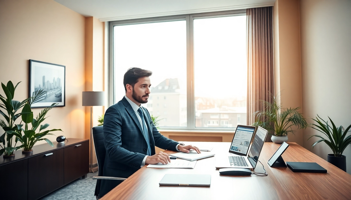 Headhunter Wiesbaden berät Kunden in einem modernen Büro mit Laptop und Notizen.