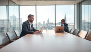 Headhunter Nürnberg berät Klienten in modernem Büro.