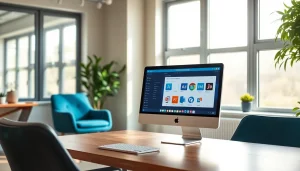 Erleben Sie die Benutzeroberfläche des neuesten Office für Mac in einem modernen Arbeitsumfeld.