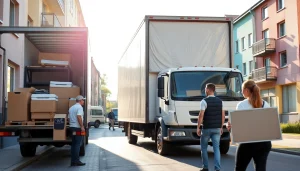 Umzugsunternehmen Leverkusen transportiert Möbel sicher und effizient in strahlendem Tageslicht.