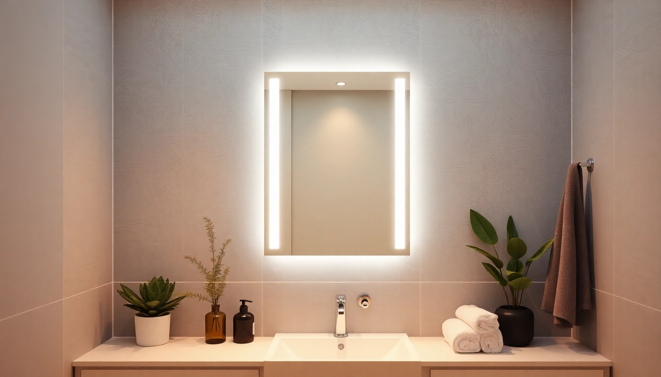 Modernes Badezimmer mit sonni Spiegelschrank, der stilvolle Beleuchtung und elegantes Design kombiniert.