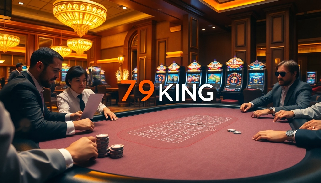Players enjoying an exciting poker game at 79KING, showcasing luxury and professional gambling.