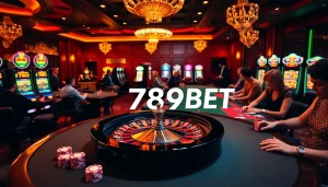 Experience the thrilling excitement of 789BET with vibrant casino elements in a luxurious setting.