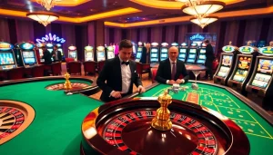 Experience the thrill of gambling at https://s8onl.com/ with a vibrant casino scene featuring roulette and poker tables.