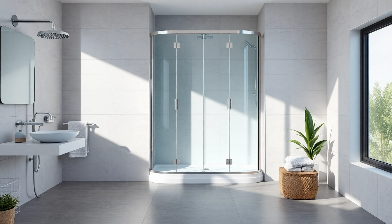 Sonni Duschkabine 90x90 in modernem Badezimmer-Design mit elegantem Glas und Chrom-Details.