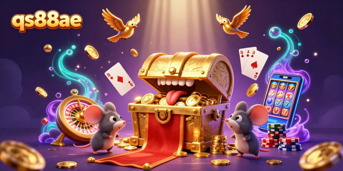 Engage with qs88ae's thrilling adventure in a dynamic casino illustration filled with excitement.