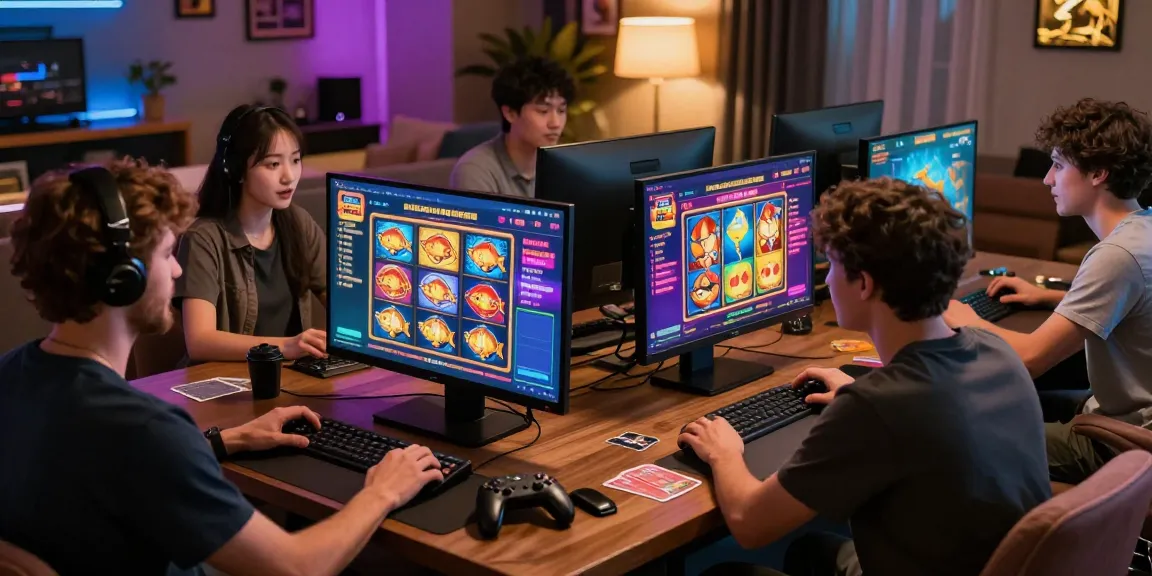 Excited players enjoying lc88 online casino games in a vibrant digital environment.